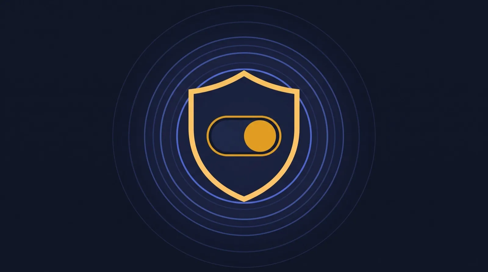 Abstrakte Illustration eines Schutzschilds mit Toggle-Schalter als Symbol für respektiertes Do-Not-Track